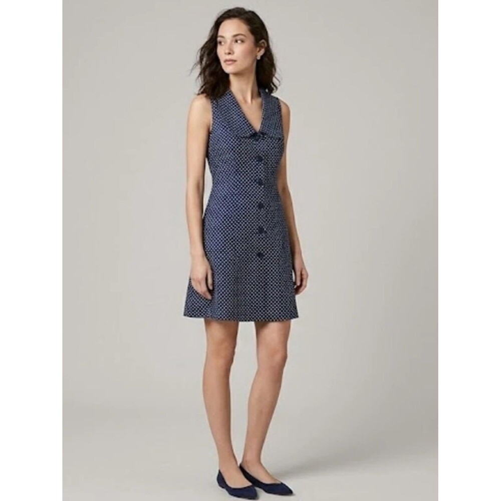 Caroline Constas Navy Blue & White Polka Dot Mini Dress